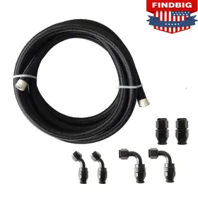 Tf-1055-an8-10-92 Poseng An8-8an Black Nylon Ptfe E85 Fuel Line Hose 10/16/20/30ft 10 Fittings Kit