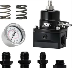123-98-87 Pwy Adjustable Fuel Pressure Regulator 3-70psi With 8an To 6an Fittings And Gauge