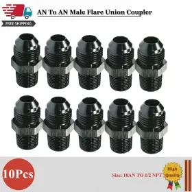 R819524 Racingcarpartshome 10pcs Black 10an To 1/2 Npt Adapter Straight Pipe Thread 10 An Flare Fitting