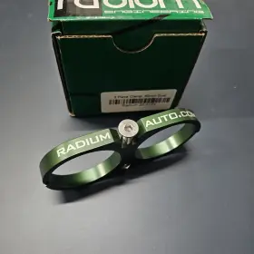 20-0122 Radium Engineering 2-piece Fuel Pump Clamp For Bosch 044 Green With Logo