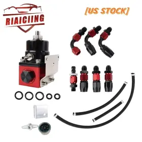 Fpr008-rd-bk-2d Riaiciing Universal Adjustable Fuel Pressure Regulator Gauge An6 Kit Us