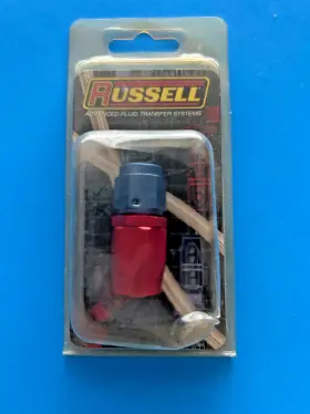 610020 Russell Hose End Fitting Straight 6an -6 Red Blue Weathered Faded Rat Rod