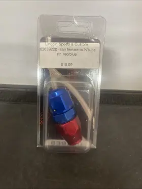 639220 Russell #8 8 An -8 Female To 1/2 Inch Tube Hard Line Fuel Red Blue