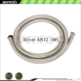Cb109258s01 Scitoo 10feet Silver An12 Nylon And Stainless Steel Braided Fuel Oil Gas Line Hose Cb109258s01 Scitoo 10feet Silver An12 Nylon And Stainless Steel Braided Fuel Oil Gas Line Hose
