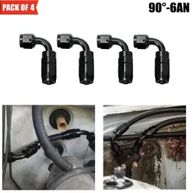 Dd2134 Smallfish 4pcs Black 6an An6 90degree Aluminum Swivel Oil Fuel Line Hose End Fitting