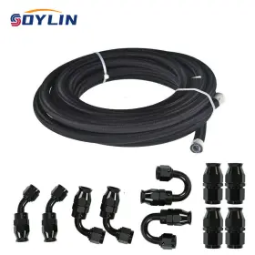 250119-2 Soylin 6an Black Nylon Braided E85 Ptfe Fuel Line 10ft With 10 Fittings Hose Kit
