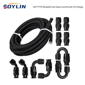 260301-1 Soylin Black Nylon Braided E85 Ptfe Fuel Line 10ft 4an- An4 10 Fittings Hose Kit 260301-1 Soylin Black Nylon Braided E85 Ptfe Fuel Line 10ft 4an- An4 10 Fittings Hose Kit