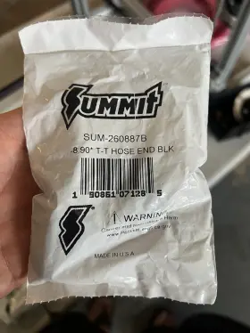 Sum-260887b Summit Racing -8 90 Degree T-t Hose End Fitting Black