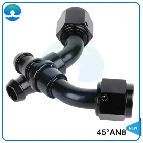 T833415k T-rank Autoparts 2pcs 8 An 45 Degree Black Push Lock Hose End Fitting Fuel Line Adaptor