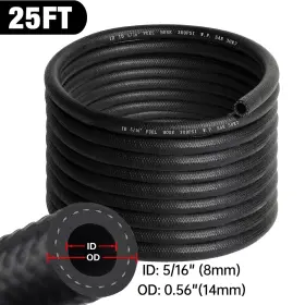 30r7 Tembor 738281731763 1/4 Fuel Hose Line Push Lock Nbr Rubber Sae 25ft 300psi Black