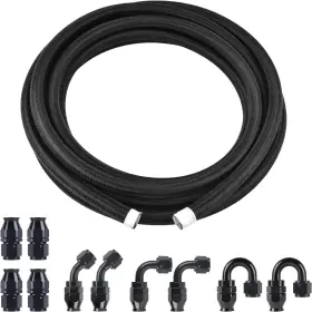An10 Tembor 746964220732 10an Black Nylon Braided E85 Ptfe Fuel Line 20ft With 10 Fittings Hose Kit