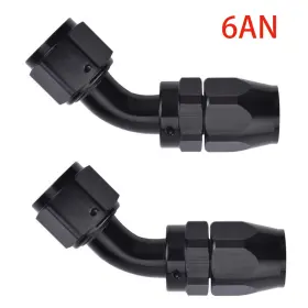 Kt00506an6bk-hw Tembor An6 Elbow Hose End Fitting 45 Degree Bend Connector Swivel For Braided Nylon