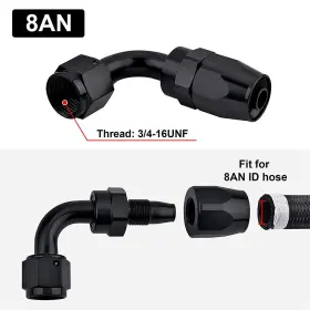 Kt00507 Tembor 2pcs Swivel Hose End Fitting Adaptor An8 8an 90 Degree For Oil Fuel Line