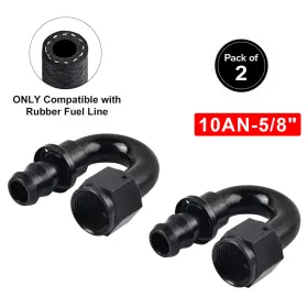 Kt01110d180-hw Tembor 2 X 180 Degree Push On Lock Hose Fitting 10an To 5/8 Inch Barb Fuel Line