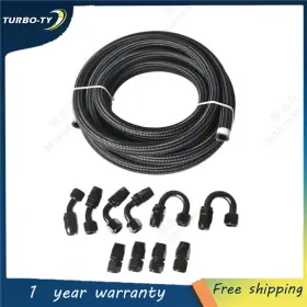 1467335 Tinvhy 1 Set 20feet Swivel Hose End Fitting 10/8/6/4an Braided Fuel Line Black