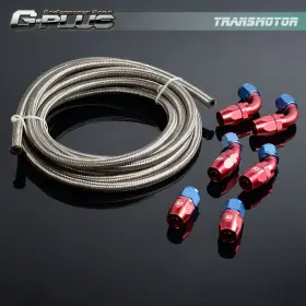 T130021 Transmotor2013 Fit For Hose End Adaptor Kit 5m An10 Stainless Steel Braided Oil Fuel Line