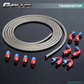 Tra020450 Transmotor2013 New Fit For Hose End Adaptor Kit 5m An4 Stainless Braided Oil Fuel Line Silver
