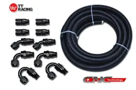 Nlptfean8 Tt Racing 8 8an Black Nylon Ptfe Fuel Hose 10 Fittings E85 Ethanol