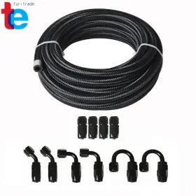 Tr34520 Turitrade 20ft Braided Fuel Hose Line And 4an Swivel End Fitting Kit