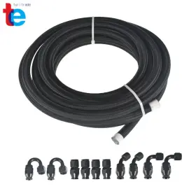 Tr41474 Turitrade Black Nylon Braided E85 Ptfe Fuel Line 20ft 8an -8an 10 Fittings Hose Kit Tr41474 Turitrade Black Nylon Braided E85 Ptfe Fuel Line 20ft 8an -8an 10 Fittings Hose Kit