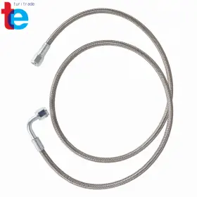 Tr57056 Turitrade Steel Braided 48 Inch And 24ftft Length Hose Turbo Oil Feed Line 4an 90 Degree Straight