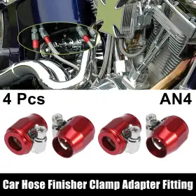 Uauto1 752374941020 4pc An4 Hex Red Car Hose Finisher Flexible Rubber Pipe Clamp For Oil Fuel Tube