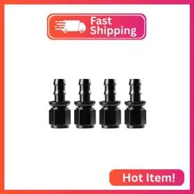 Ucreative U-101-0-6-4 6an Straight Push Lock Hose Fitting End Black 4pcs