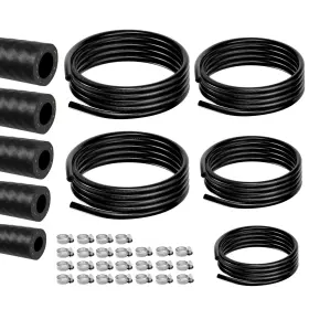 0121081 Uselection 5ft Fuel Hose Line -5pcs 3/8 Inch 1/2 5/16 1/4 3/16 Id With 25pcs Clamps Black