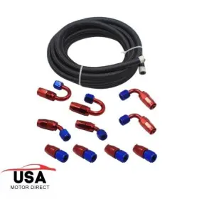Ot00326 Usmotor New 16ft 6an Stainless Steel Fuel Line Braided 10pc Swivel Fitting Hose End Set