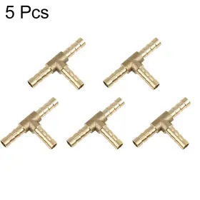 Uxcell 784958710326 5pcs 6mm Gas Oil Fuel Pipe Brass Barb Hose Fitting Connector Adaptor Universal