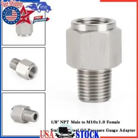 8-m10x1.0f Vipjq Tqnptss-1/8-m10x1.0f 1/8 Inch Npt Male To M10x1.0 Female Stainless Steel Oil Pressure Gauge Adapter
