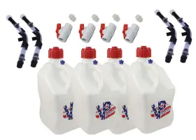 7582 Vp Racing 4 Pack Patriotic Square 5 Gallon Fuel Jugs And Hose Bender Ball Valve