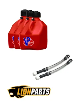 4162-ca Vp Racing B32 3044 3 Pack Red Gallon Square Utility Jugs 2 Deluxe Fill Hoses
