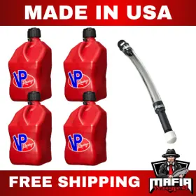 3044 Vp Racing Fuels 2x 3512 Red 5.5 Gallon Square Fuel Jug Gas Can 4 Pack Deluxe Hose Included