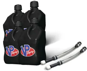 6785 Vp Racing Fuels 4 Pack Black 5.5 Gallon Square Utility Jugs And 2 Deluxe Fill Hoses