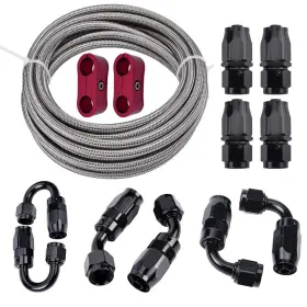 Vswig 791107854145 6an Fuel Line Kit Ptfe E85 Hose Stainless Steel Braided High Pressure Li
