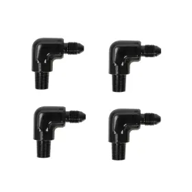 F56233 Werlucky X4 4pcs -3 An To 1/8 Npt Fitting Black Male 90 Degree Elbow Adapter For Fuel System