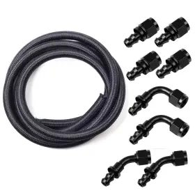 Wf0164 Werlucky 20feet 8an Stainless Steel Braided Fuel Line 8pcs Push Lock Fitting Hose End