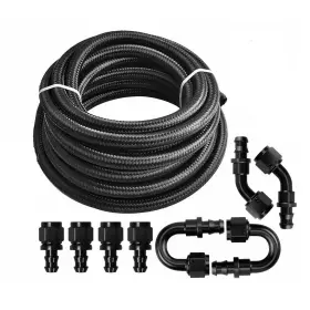 Wf0167 Werlucky 20ft An6 6an Braided Cpe Fuel Oil Line And 8pcs Push Lock Hose Fittings Kit