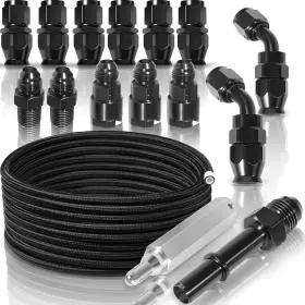 Wiqp2451 Wi-auto 6an 3/8 Inch Ptfe Fuel Line Kit With Nylon Stainless Braided Hose 25ft Wiqp2451 Wi-auto 6an 3/8 Inch Ptfe Fuel Line Kit With Nylon Stainless Braided Hose 25ft
