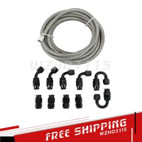 Hm64806 Wzho3115 6an -6an Stainless Steel Ptfe Fuel Line Silver 20ft 10 Fittings Hose Kit E85