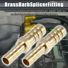 X Autohaux 703820577102 2 Pcs 8mm - 6mm Straight Shaped Hose Barb Fitting Brass Connector