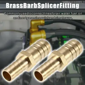 X Autohaux 703820577225 2 Pcs 16mm - 12mm Straight Shaped Hose Barb Fitting Brass Connector