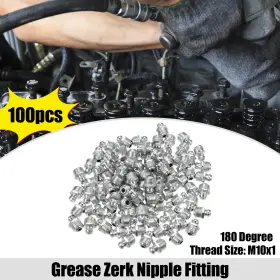M10x1 X Autohaux 703820783305 100 Pcs Car Grease Nipple Fitting Straight 180 Degree Galvanized Steel