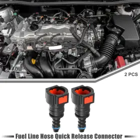 X Autohaux 716058783252 3/8 Inch Sae To 1/4 Car Fuel Line Hose Quick Release Connector Straight Red 2pcs