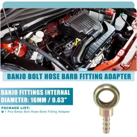 X Autohaux 716058866160 Universal Car 16mm Id 8mm Od Banjo Bolt Hose Barb Fitting Adapter Replacement