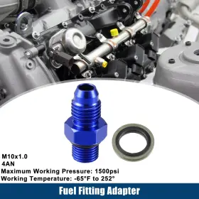 M10x1.0 X Autohaux 716058879658 1 Set Car Fuel Fitting With Washer Metric To 4an Male Flare Adapter Blue M10x1.0 X Autohaux 716058879658 1 Set Car Fuel Fitting With Washer Metric To 4an Male Flare Adapter Blue