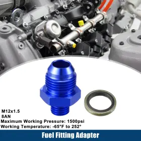X Autohaux 716058882788 1 Set Car Fuel Fitting With Washer Metric M12x1.5 To 8an Male Flare Adapter Blue