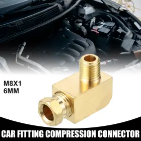 M8x1 X Autohaux 716058883341 Universal 90 Degree Elbow Brass Fitting - Car Fit 6mm Gold Tone