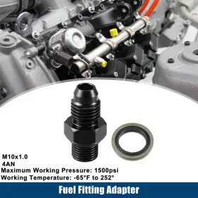 M10x1.0 X Autohaux 716058891803 1 Set Car Fuel Fitting With Washer Metric To 4an Male Flare Adapter Black M10x1.0 X Autohaux 716058891803 1 Set Car Fuel Fitting With Washer Metric To 4an Male Flare Adapter Black